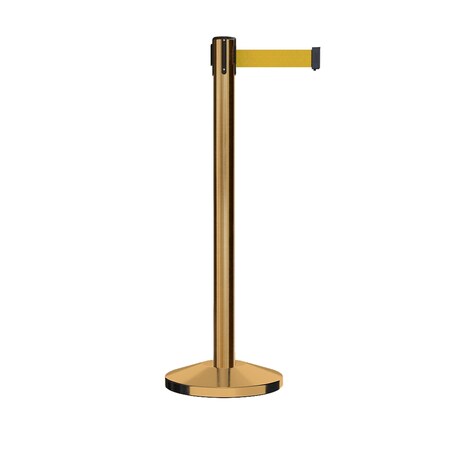 Montour Line Stanchion Belt Barrier Sat.Brass Post 13ft. Yellow Belt ES400-SB-YW-130